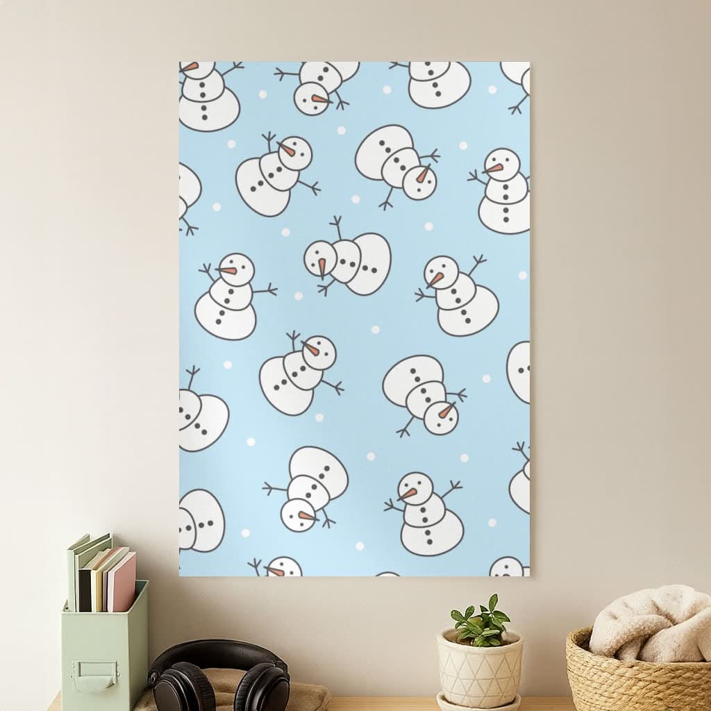 Cartoon Snowmen Pattern Poster