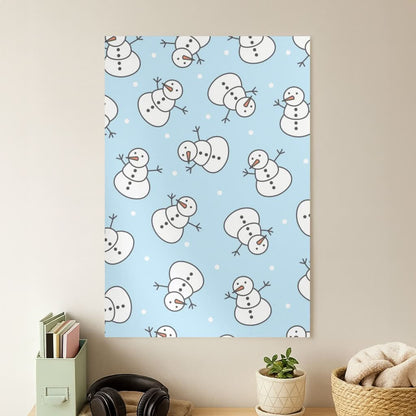 Cartoon Snowmen Pattern Poster