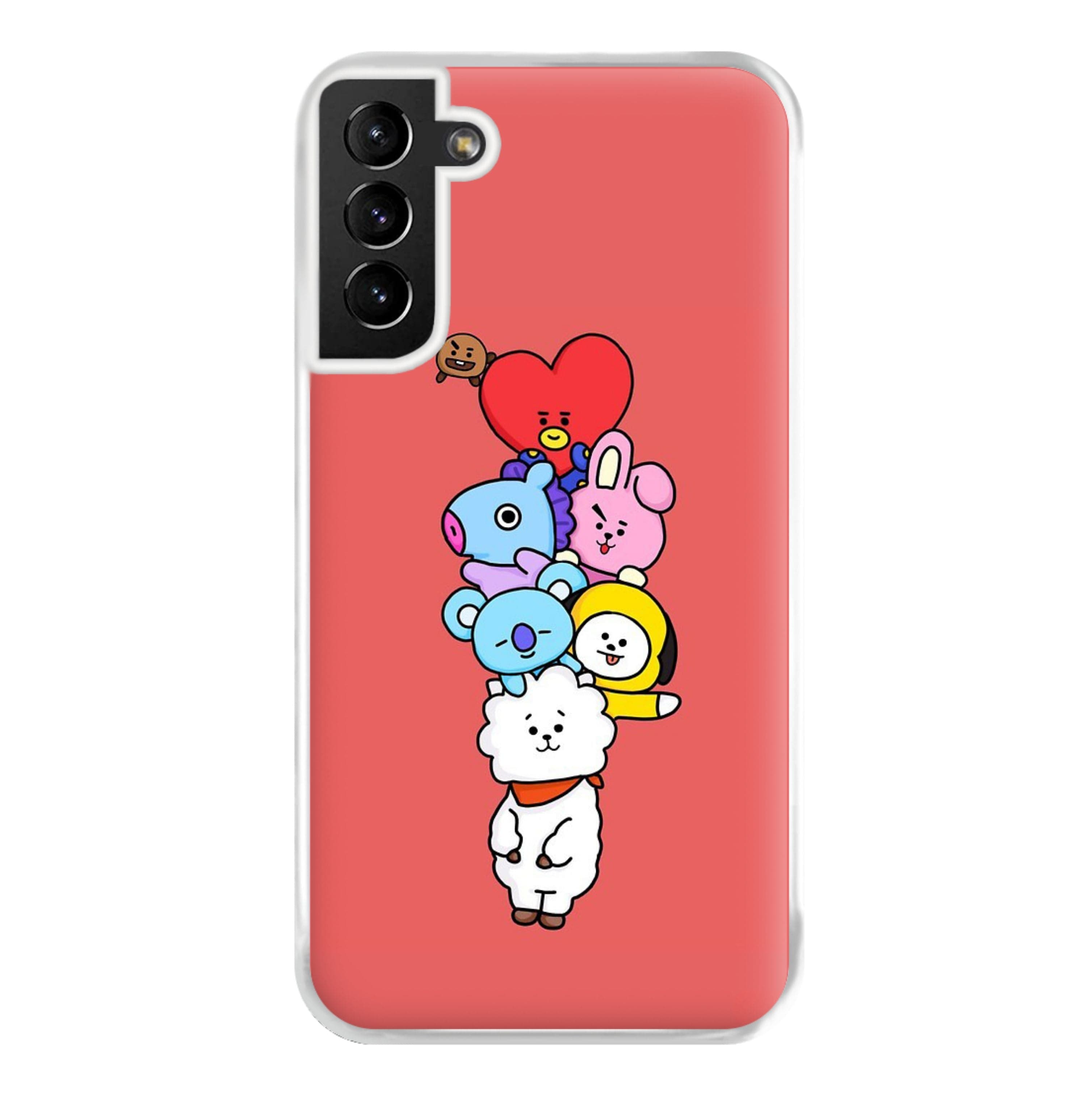 Red BT21 - RJ, Mang, Koya, Chimmy, Cooky, Shooky, Tata - K Pop Phone Case