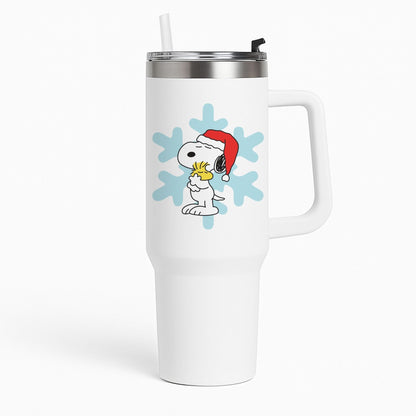 Christmas Cartoon Beagle And Bird  Tumbler