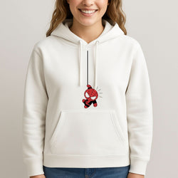 Gray Hanging Spider Hero Womans Hooded Sweatshirt