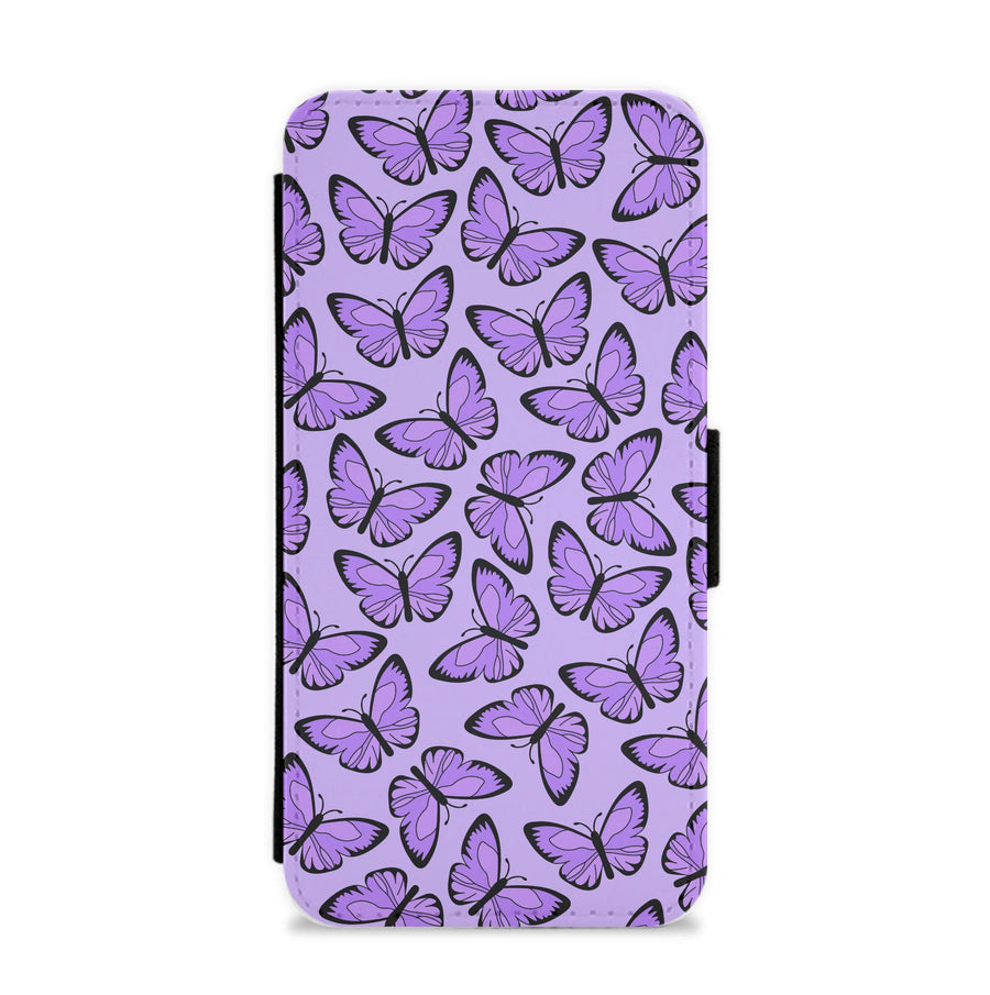 Purple Butterfly - Butterfly Patterns Flip / Wallet Phone Case