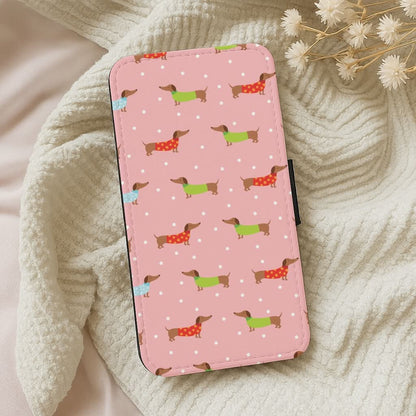 Christmas Jumpers Dachshund Pattern Leather Phone Case