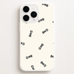 Race Cars Pattern Off White iPhone 16 Pro Case
