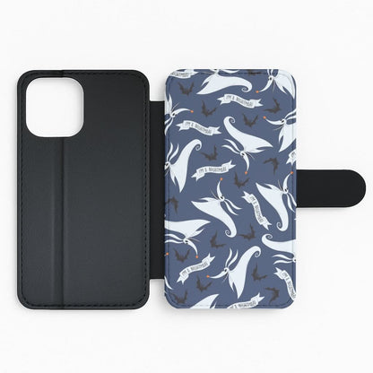 Skeleton Dog And Bats Pattern Flip Phone Case