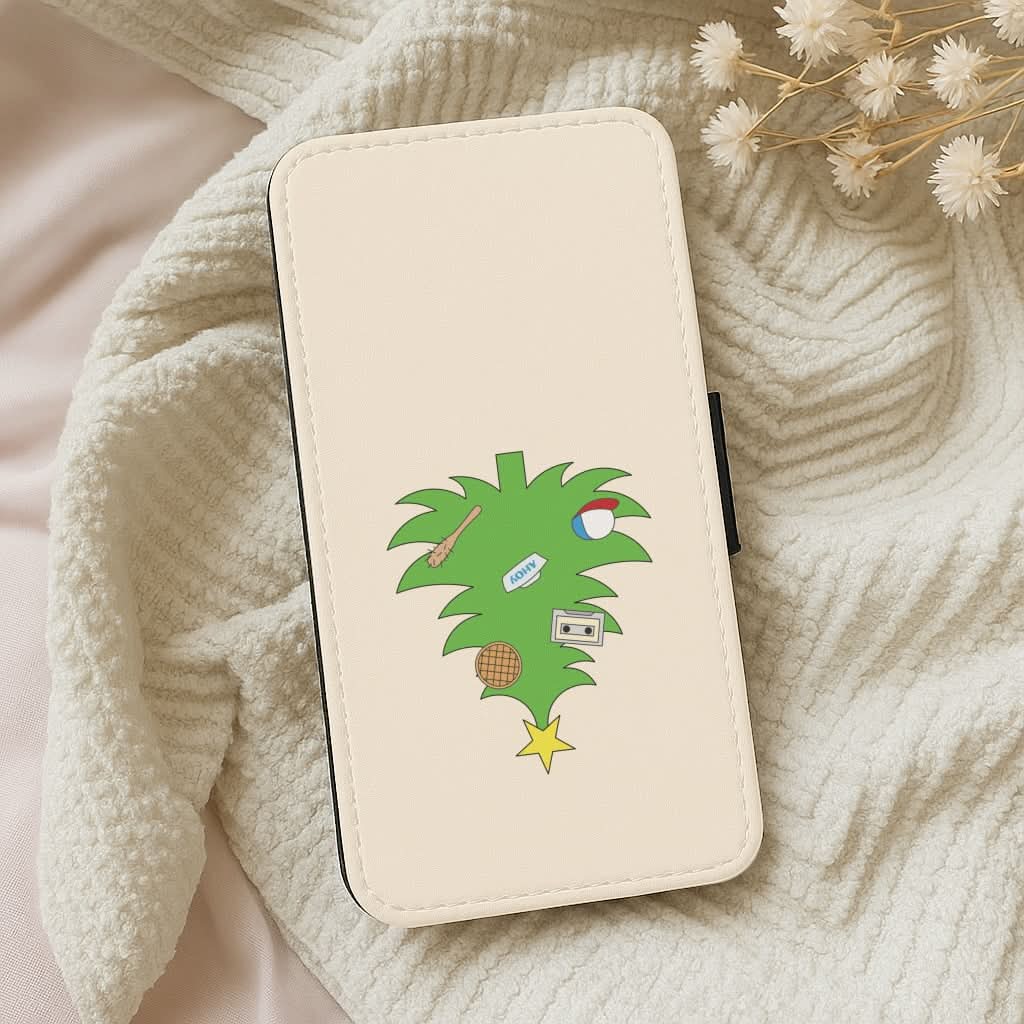 Upside Down Christmas Tree Leather Phone Case