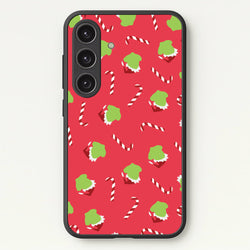 Green Creature And Candy Canes Pattern Galaxy S24 Plus Case