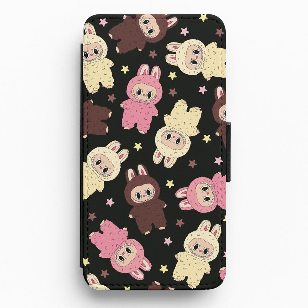 Cute Monsters And Stars Pattern Flip / Wallet Phone Case