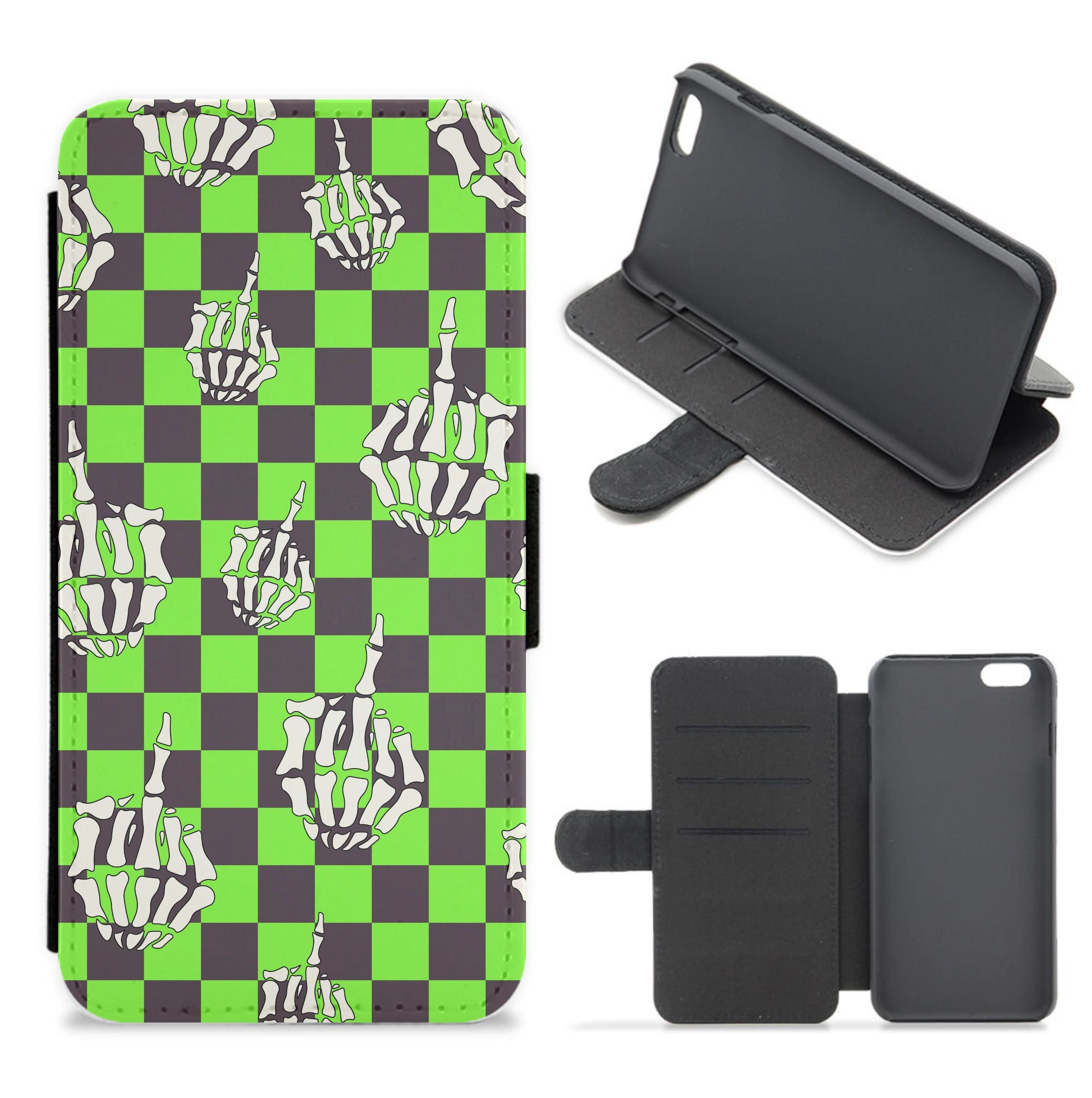 Green Middle Finger Flip / Wallet Phone Case