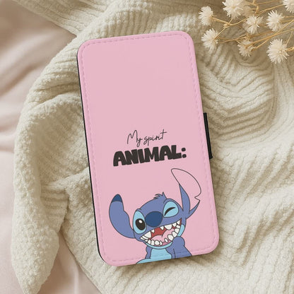 My Sprit Animal Blue Alien Leather Phone Case