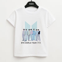 K-Pop Band Tour Pastel Blue Kids T-Shirt