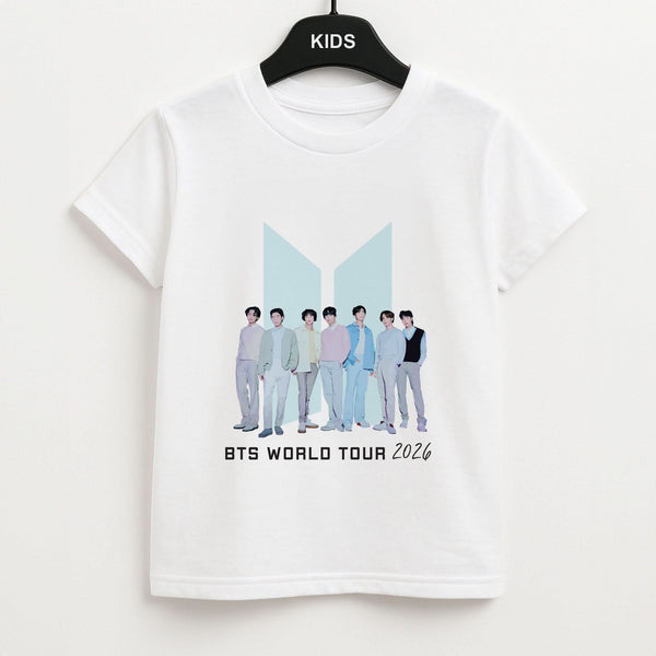 K-Pop Band Tour Pastel Blue Kids Unisex T-Shirt