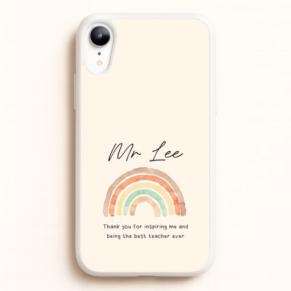 Biege Personalised Teacher Rainbow  iPhone XR Case