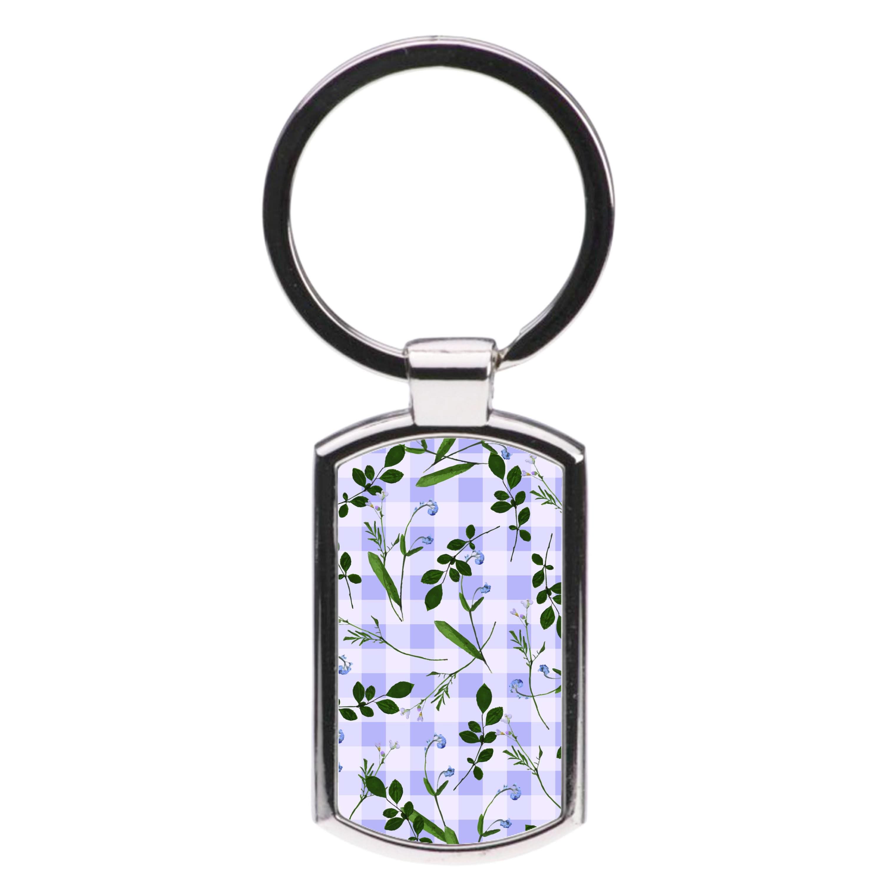 Checkered Pressed Flowers Pattern Luxury Keyring