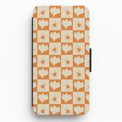Spiders And Ghosts Checkered Pattern II Flip / Wallet Phone Case