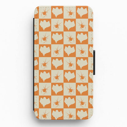 Spiders And Ghosts Checkered Pattern II Flip / Wallet Phone Case