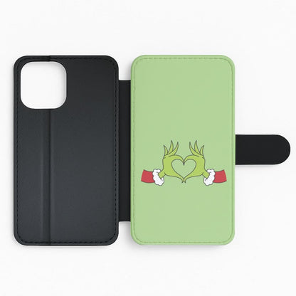 Christmas Green Heart Flip Phone Case