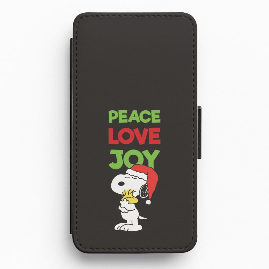 Peace, Love, Joy Christmas Cartoon Beagle Flip / Wallet Phone Case