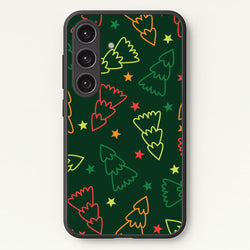Colourful Christmas Tree Outlines Pattern Galaxy S25 Case