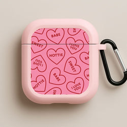 Quote Love Hearts Pattern Pink AirPods Case