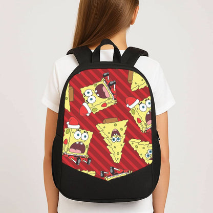 Christmas Cartoon Sponge Stripes Pattern School Bag
