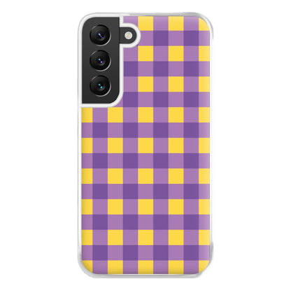 Purple And Yellow Checkered Pattern Galaxy S22 Plus Case