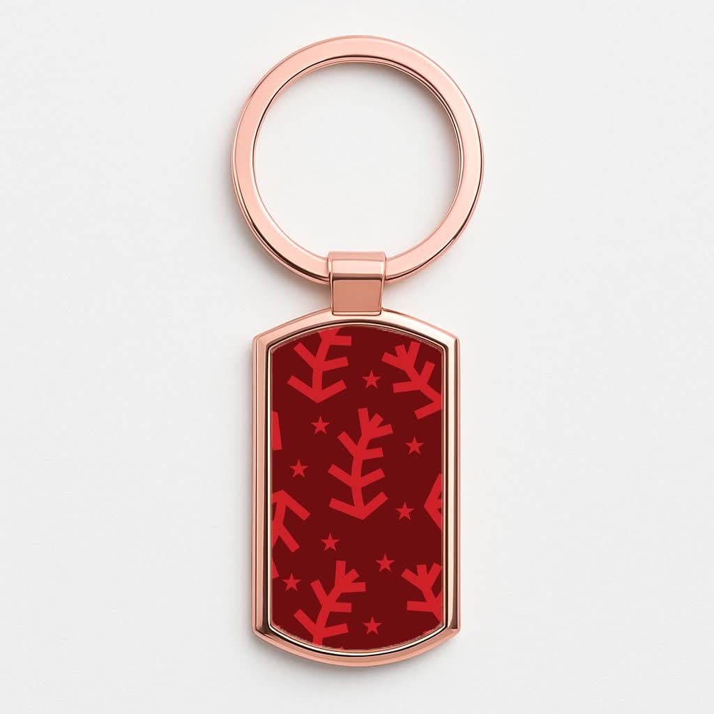 Abstract Ferns And Snowflakes Pattern Rose Gold Keyring