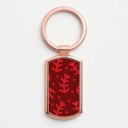 Abstract Ferns And Snowflakes Pattern Rose Gold Keyring