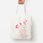 Cartoon Beagle Valentine Hearts Pattern Tote Bag