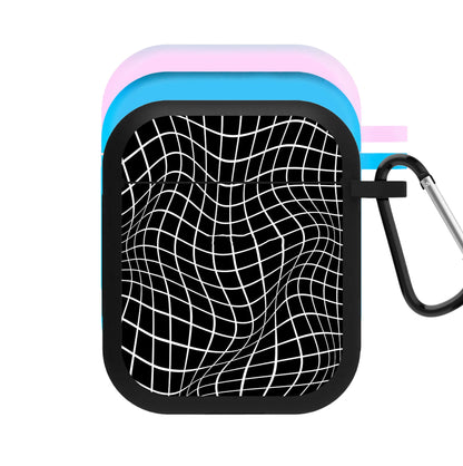 Black Wavy Grid Pattern AirPods Case