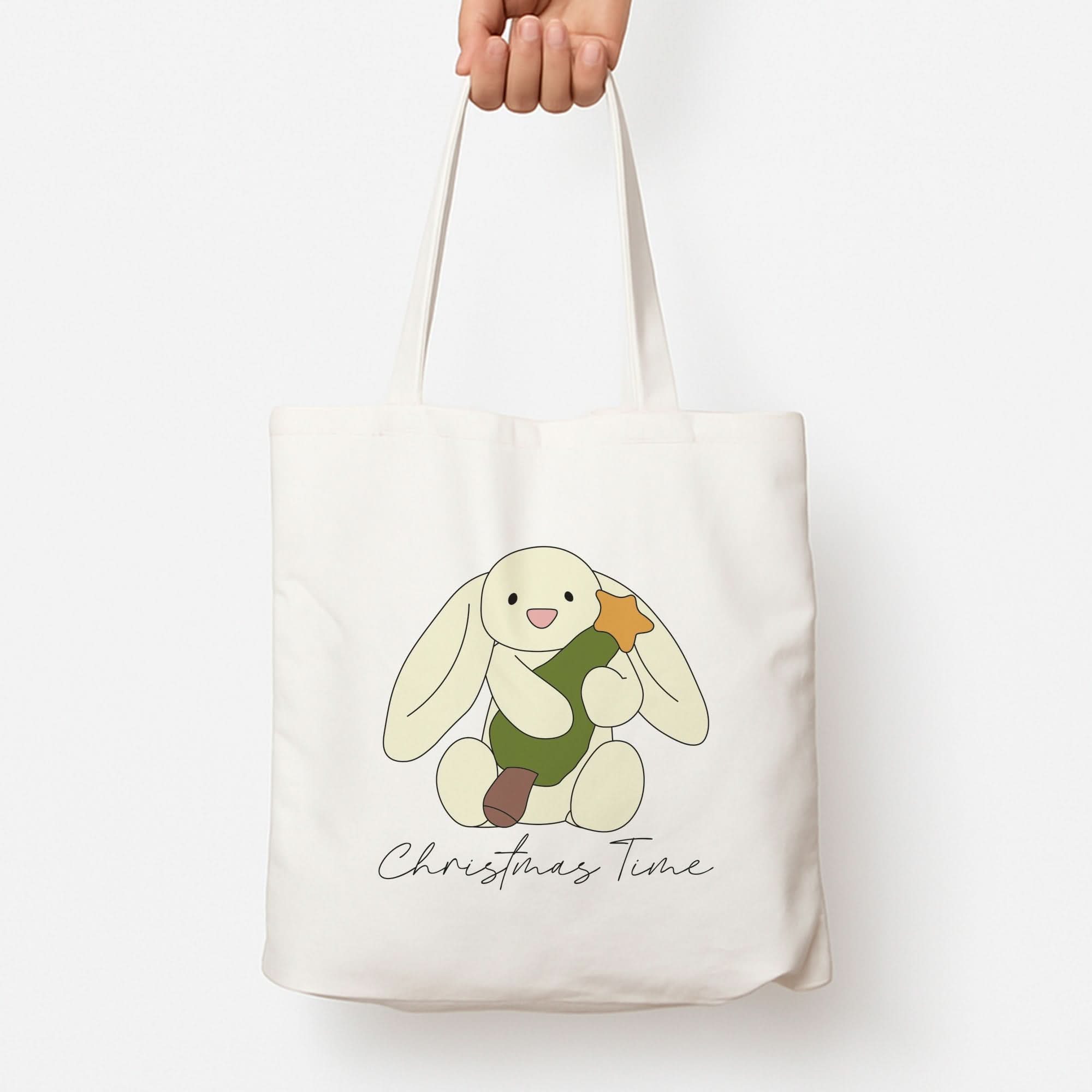 Christmas Bunny Stars Plush Tote Bag