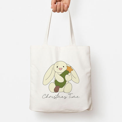 Christmas Bunny Stars Plush Tote Bag