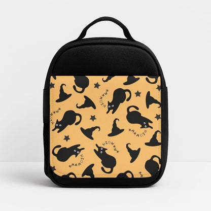 Black Cat And Hats Pattern Insulated Lunch Bag