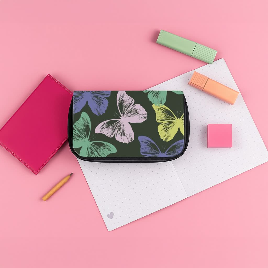 Colourful Butterfly Stamps Pattern Pencil Case