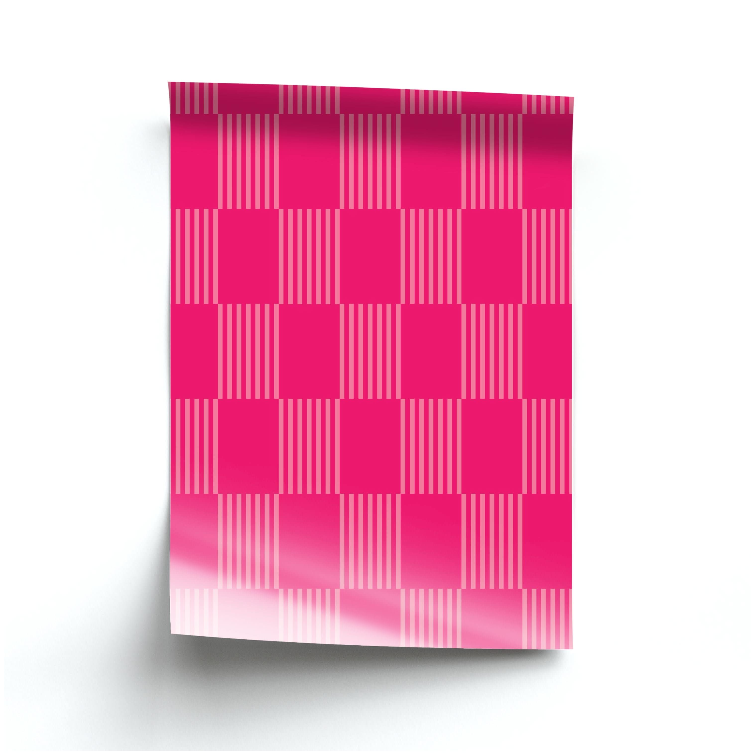 Neon Pink Checkered Abstract Pattern Poster
