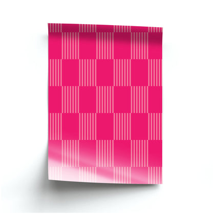 Neon Pink Checkered Abstract Pattern Poster