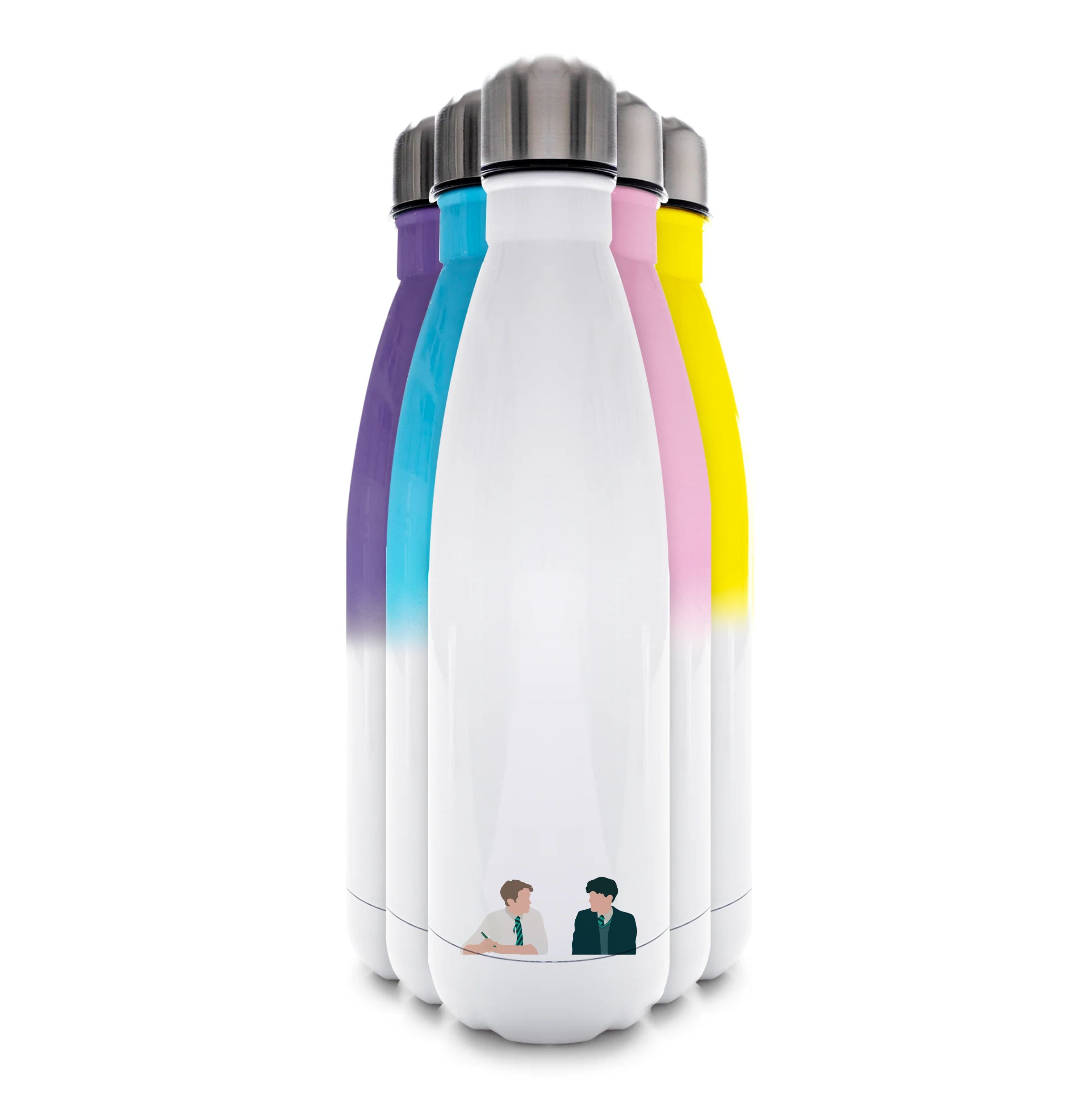 Blue And Yellow - Heart TV Water Bottle