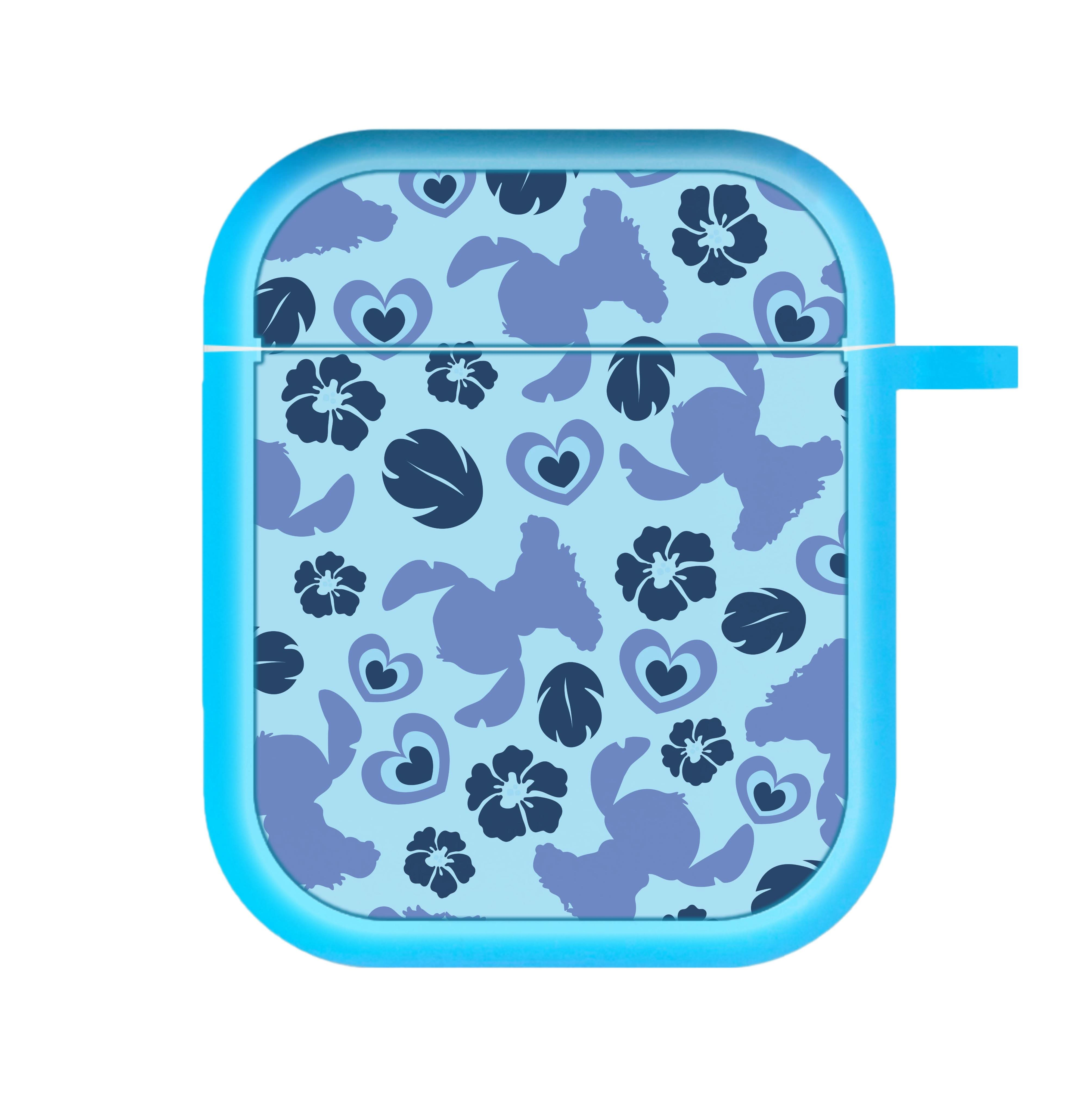 Blue Alien Silhouette Pattern AirPods Case