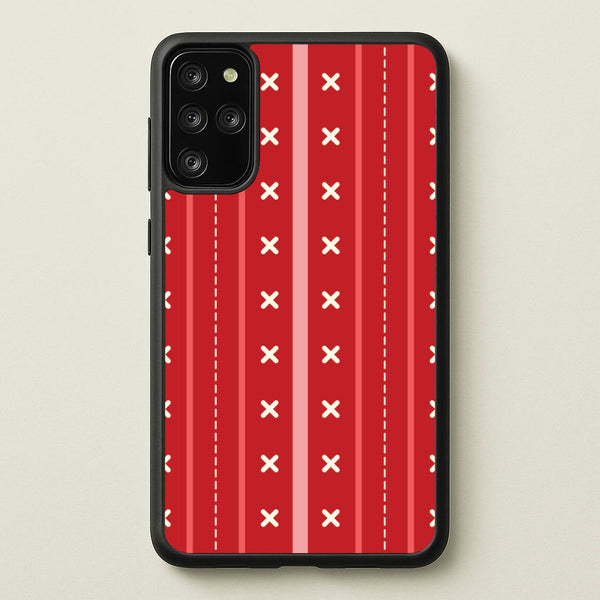 Stripes And Stitches Red Christmas Pattern Galaxy S20 Plus Case