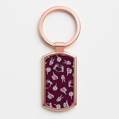Skeleton Hands Pattern Rose Gold Keyring