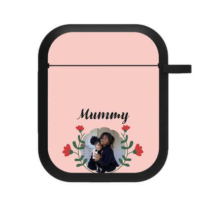 Mummy Red Flowers - Personalised Mother's Day AirPods Case