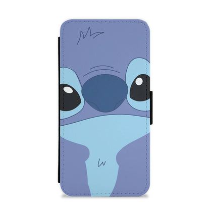 Blue Alien Face Flip / Wallet Phone Case