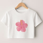 Pink Hibiscus Crop top 1