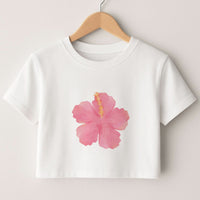Pink Hibiscus Crop top