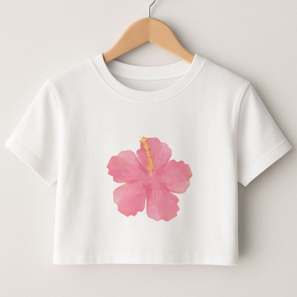 Pink Hibiscus Crop Top