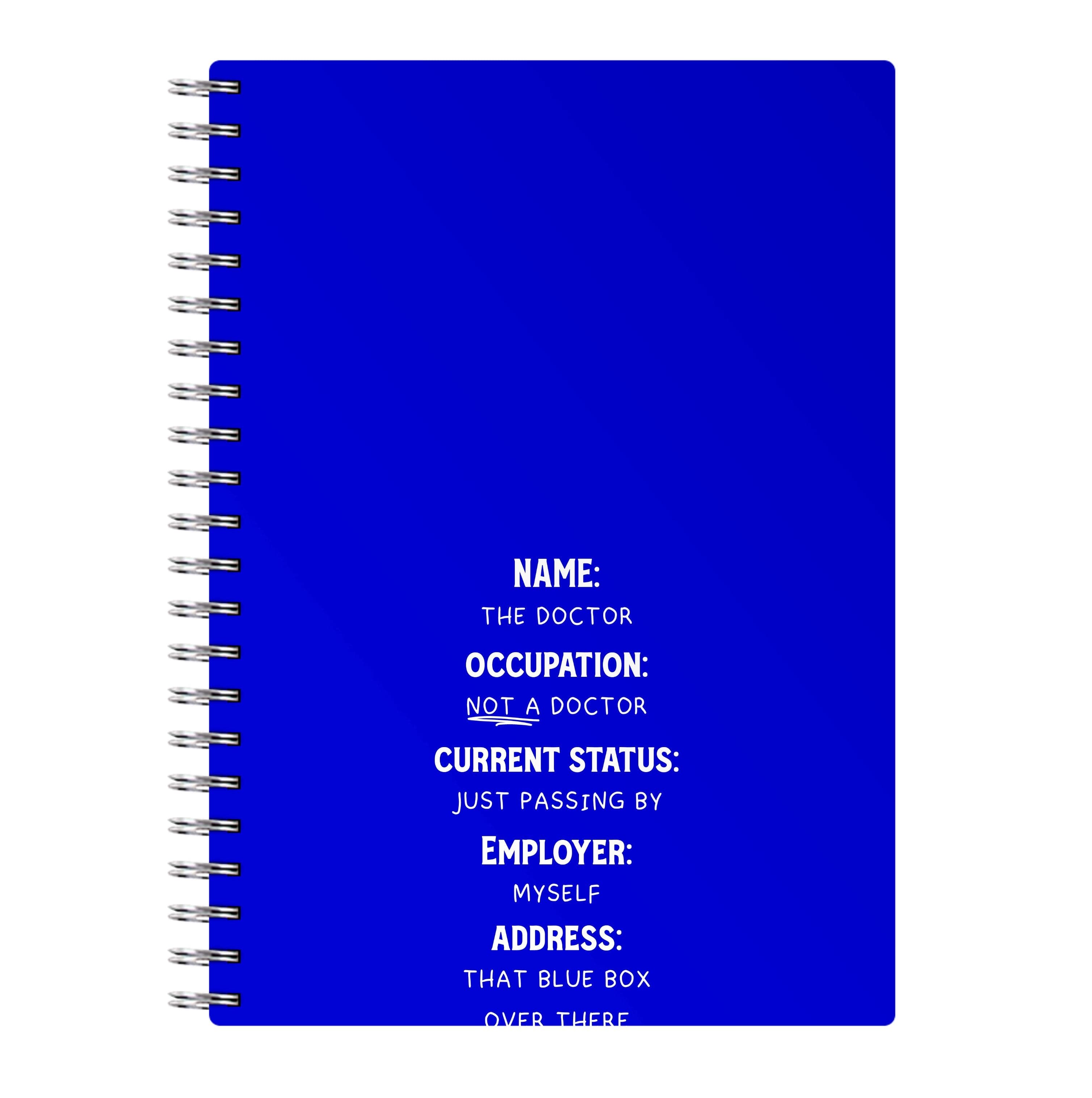 Name And Occupation - Doctor Who Notebook