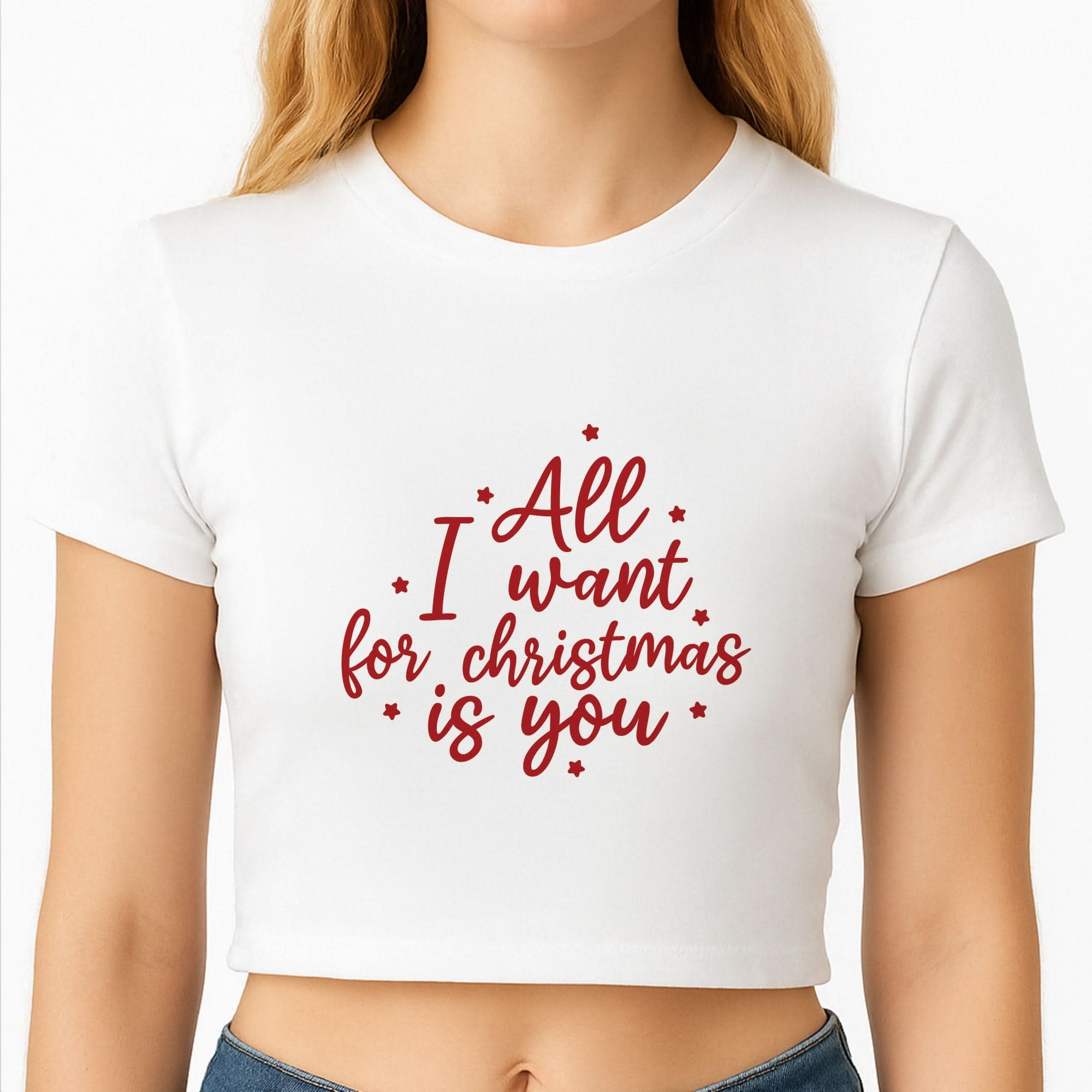 All I Want For Christmas Is You Stars Crop Top