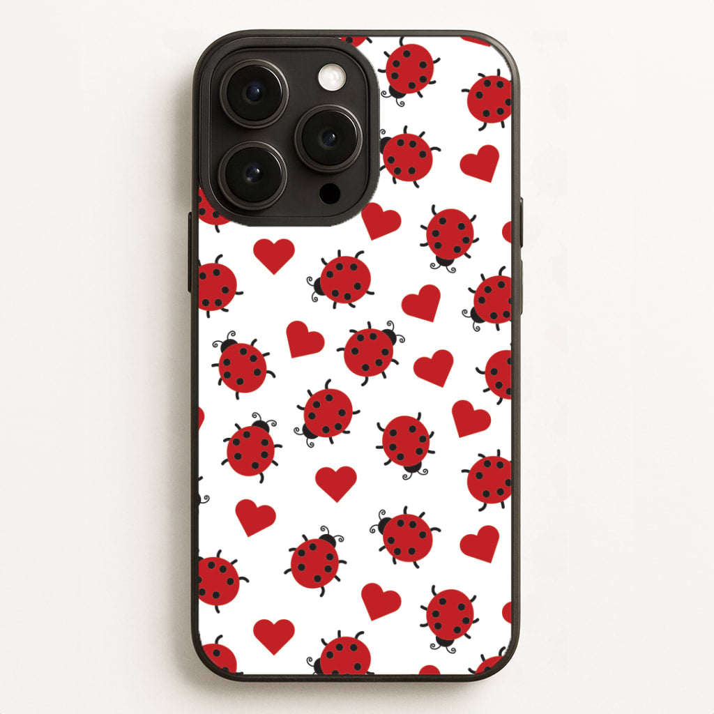 Ladybugs And Hearts Pattern Phone Case for iPhone, Samsung Galaxy and Google Pixel