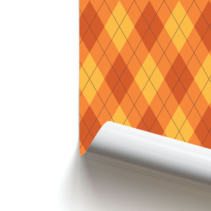 Orange Argyle Pattern Poster