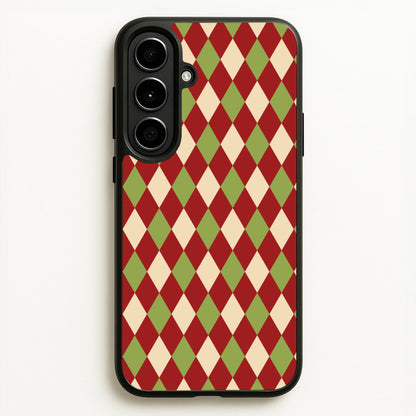 Red And Green Argyle Christmas Pattern Galaxy A56 Case
